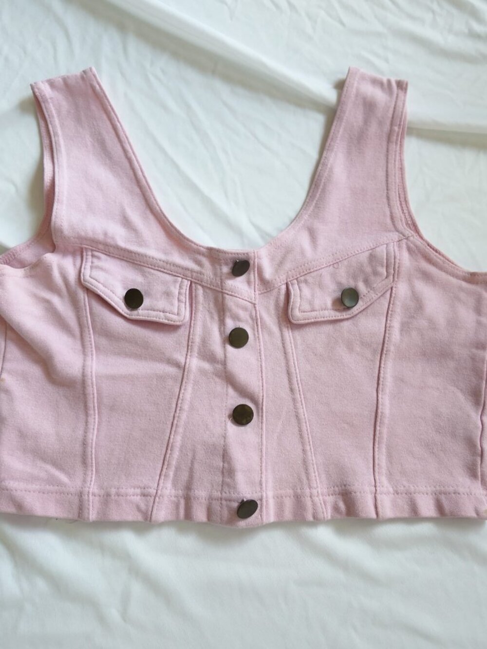 Vintage No Boundaries Vest Button Up Cropped Y2K Baby Pink Size M